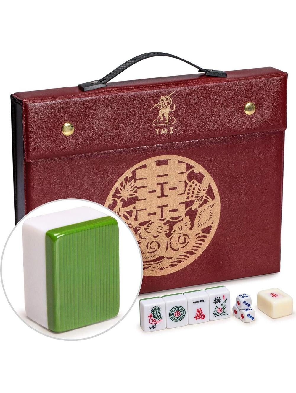 Yellow Mountain Imports Rouge Heritage Chinese Mahjong Set, 146 Tiles